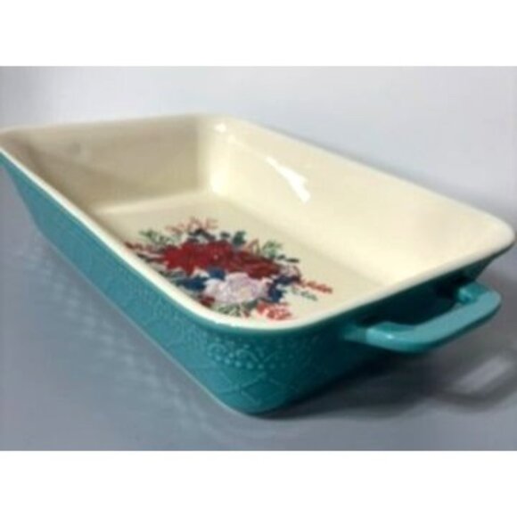 Pioneer Woman Floral Stoneware Baking Casserole‎ Dish Rectangular Blue Floral - Picture 1 of 9